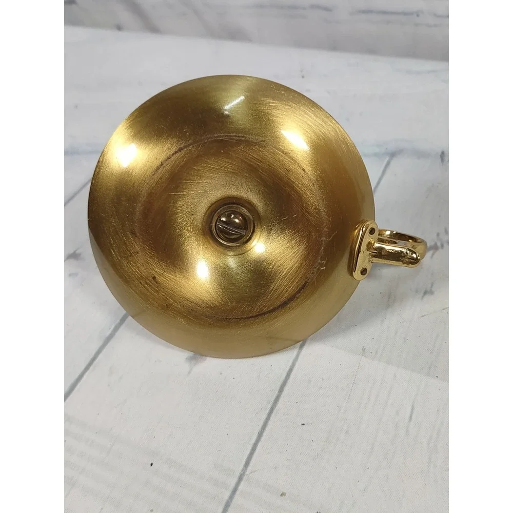 Vintage Solid Brass Chamberstick Candle Holder with Finger Loop Handle Gold Tone
